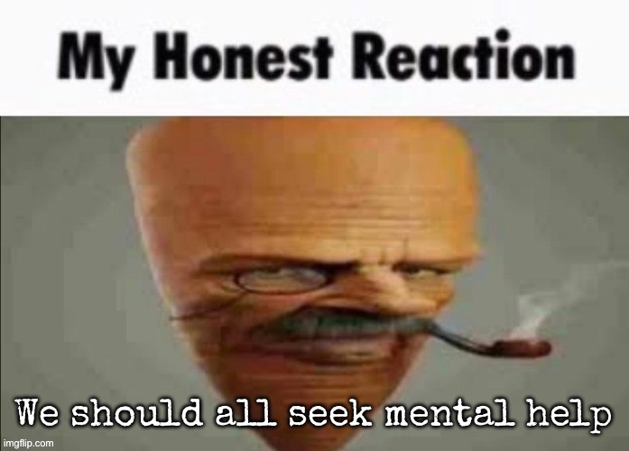 My honest reaction | We should all seek mental help | image tagged in my honest reaction,msmg | made w/ Imgflip meme maker