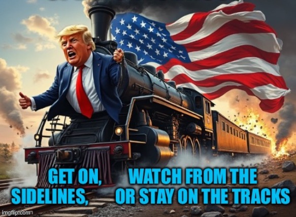 Trump Train is coming, TDS be Damned | image tagged in gifs,president trump,trump cabinet,trump administration,tds,maga | made w/ Imgflip meme maker