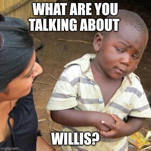 What are you talking about? | WHAT ARE YOU TALKING ABOUT; WILLIS? | image tagged in memes,third world skeptical kid | made w/ Imgflip meme maker