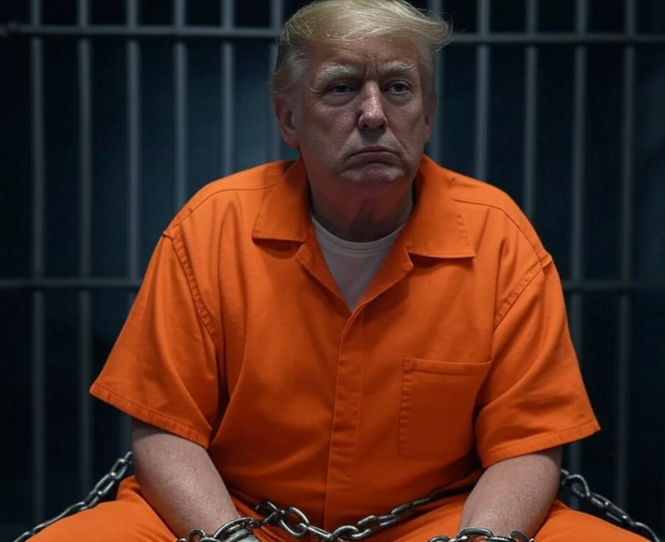 Donald Trump in a prison cell Convict Felon Republican Blank Meme Template