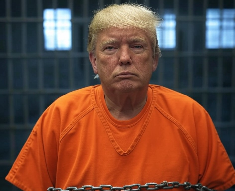 Donald Trump in a prison cell Convict Felon Republican Blank Meme Template