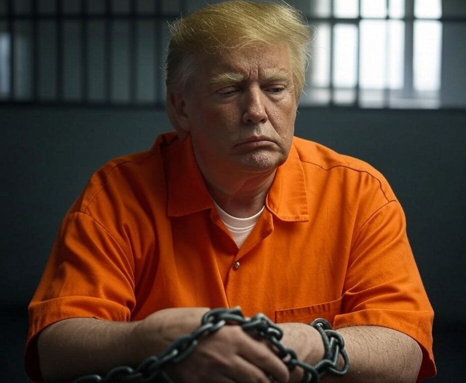 Donald Trump in a prison cell Convict Felon Republican Blank Meme Template