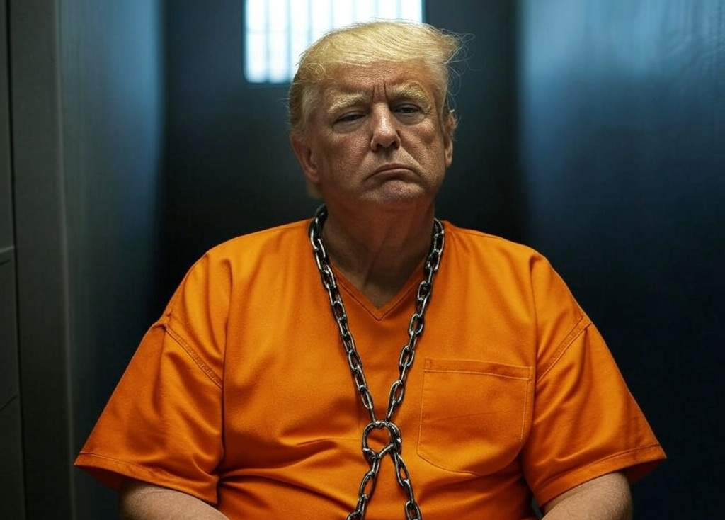 Donald Trump in a prison cell Convict Felon Republican Blank Meme Template