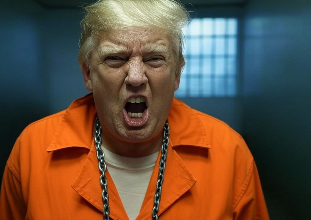 Donald Trump in a prison cell Convict Felon Republican Blank Meme Template