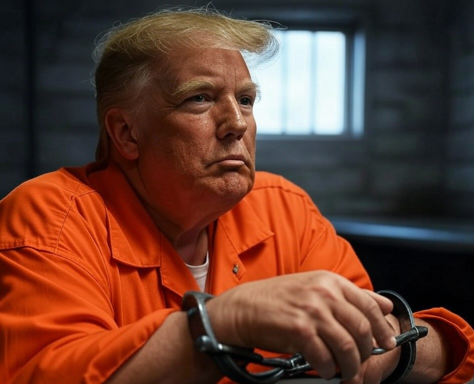 Donald Trump in a prison cell Convict Felon Republican Blank Meme Template