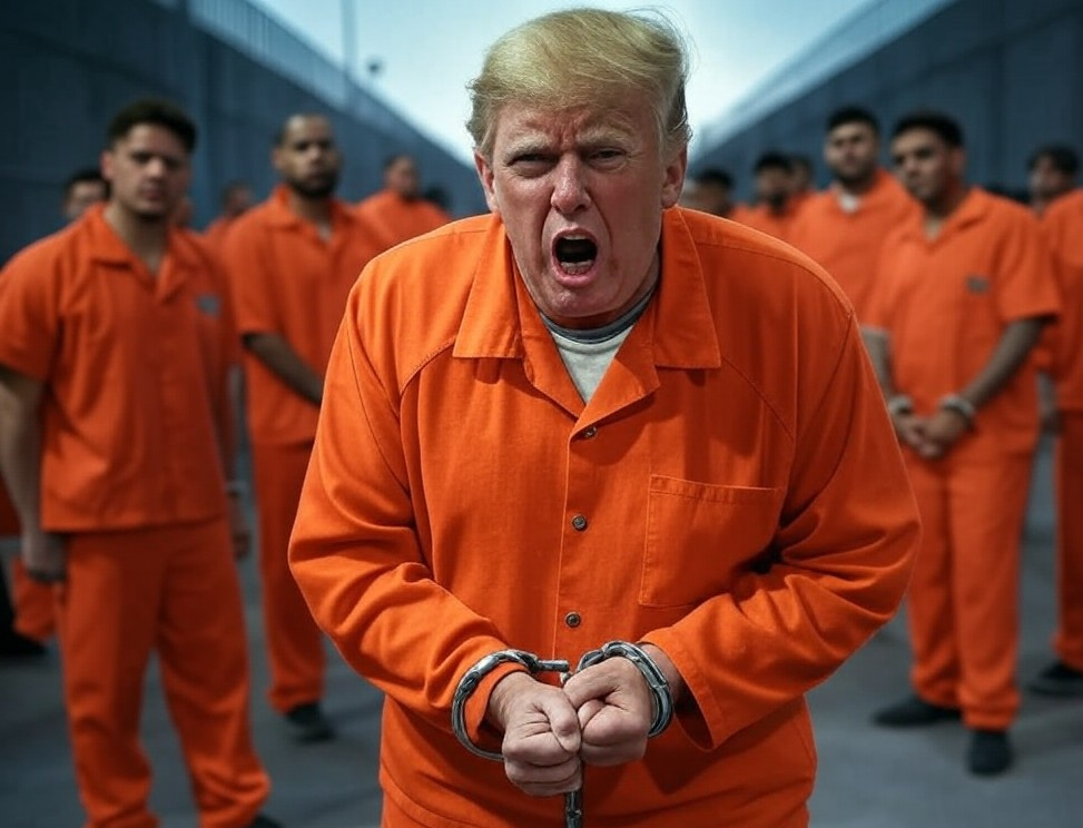 Donald Trump in a prison cell Convict Felon Republican Blank Meme Template