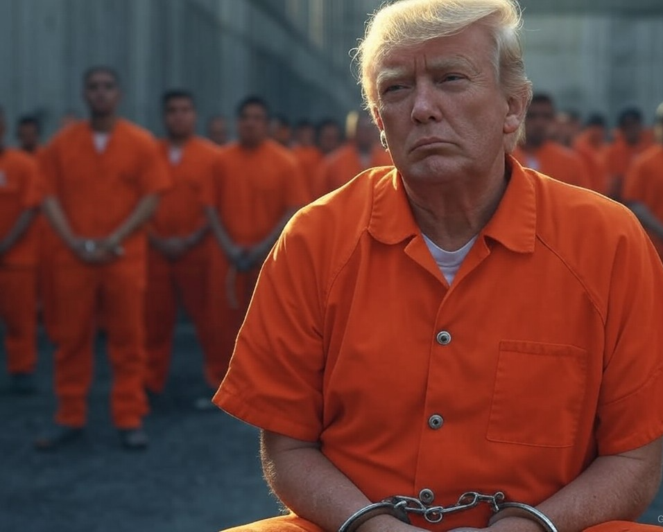 Donald Trump in a prison Convict Felon Republican Blank Meme Template