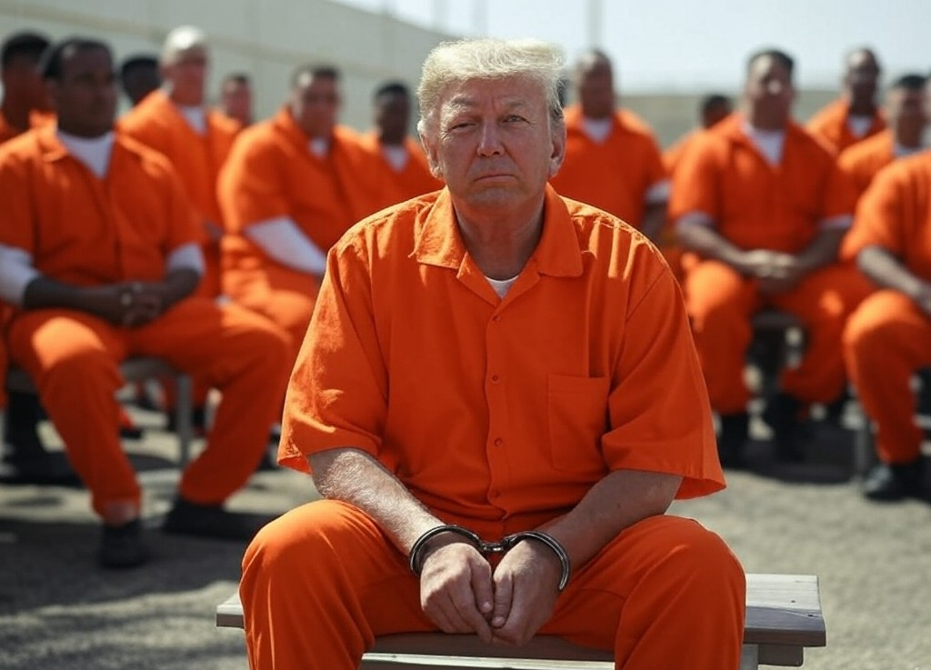 Donald Trump in a prison shackles Convict Felon Republican Blank Meme Template