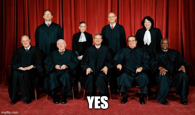 supreme court | YES | image tagged in supreme court | made w/ Imgflip meme maker