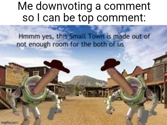 There's not enough room in this comment section for the both of us. | image tagged in downvote | made w/ Imgflip meme maker