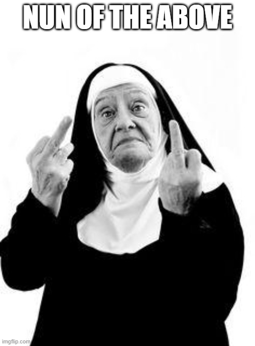 Nun of the Above | NUN OF THE ABOVE | image tagged in nuns | made w/ Imgflip meme maker