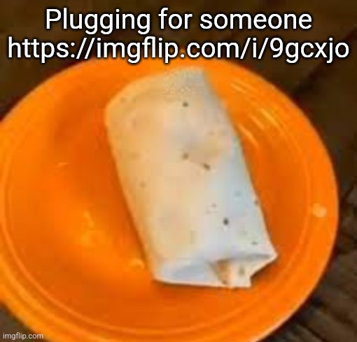 JimmyHere Burrito | Plugging for someone https://imgflip.com/i/9gcxjo | image tagged in jimmyhere burrito | made w/ Imgflip meme maker