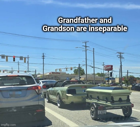 Cool Car made Cooler | Grandfather and Grandson are inseparable | image tagged in convertible,extra space,riding shotgun,well yes but actually no,still a better love story than twilight | made w/ Imgflip meme maker