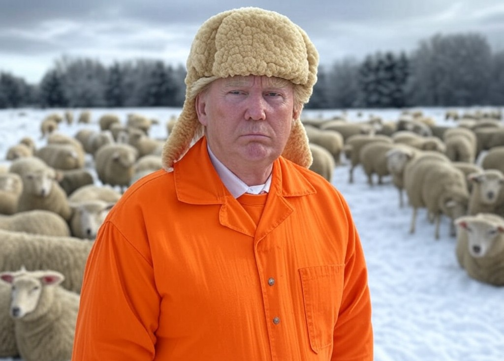 Donald Trump sheeple sheep sheepskin hat orange jumpsuit Blank Meme Template