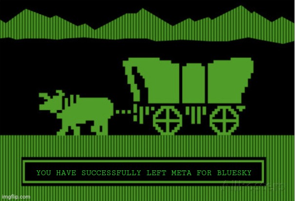 Oregon Trail Blank | YOU HAVE SUCCESSFULLY LEFT META FOR BLUESKY | image tagged in oregon trail blank | made w/ Imgflip meme maker