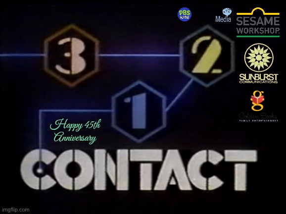 Happy 45th Anniversary, 3-2-1 Contact | Happy 45th Anniversary | image tagged in pbs kids,happy anniversary,tv,tv show,science,educational | made w/ Imgflip meme maker