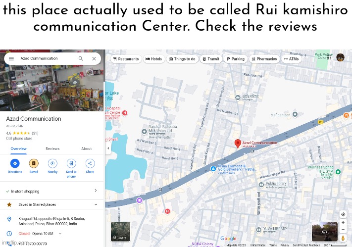 Idk i just felt like you should know about it | this place actually used to be called Rui kamishiro
communication Center. Check the reviews | image tagged in google maps | made w/ Imgflip meme maker