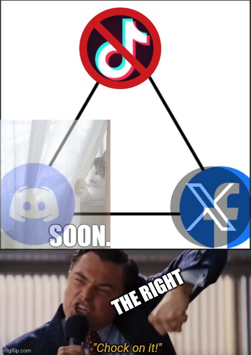 THE RIGHT; "Chock on it!" | image tagged in wolf of wall street,social media | made w/ Imgflip meme maker