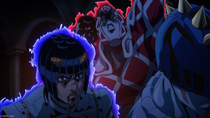 King Crimson behind Bucciarati | image tagged in king crimson behind bucciarati | made w/ Imgflip meme maker