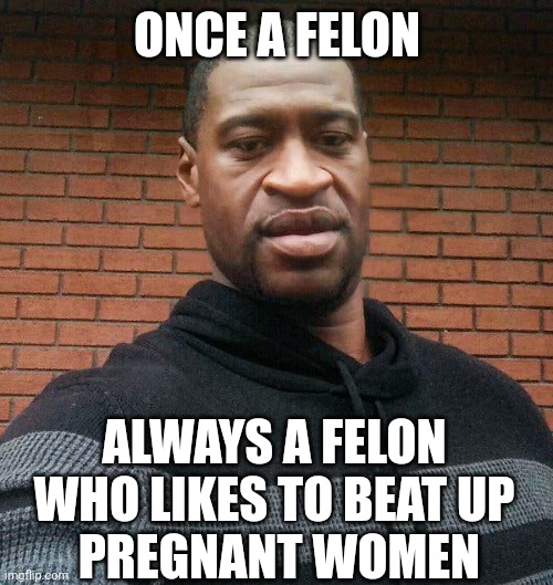 George Floyd | ONCE A FELON ALWAYS A FELON
WHO LIKES TO BEAT UP
 PREGNANT WOMEN | image tagged in george floyd | made w/ Imgflip meme maker