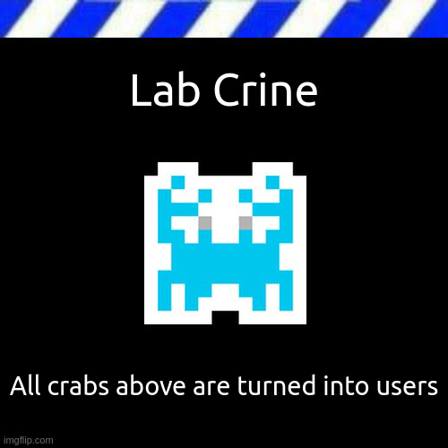 Brought to you by GS_gremer_moup | Lab Crine; All crabs above are turned into users | image tagged in crab line new version | made w/ Imgflip meme maker