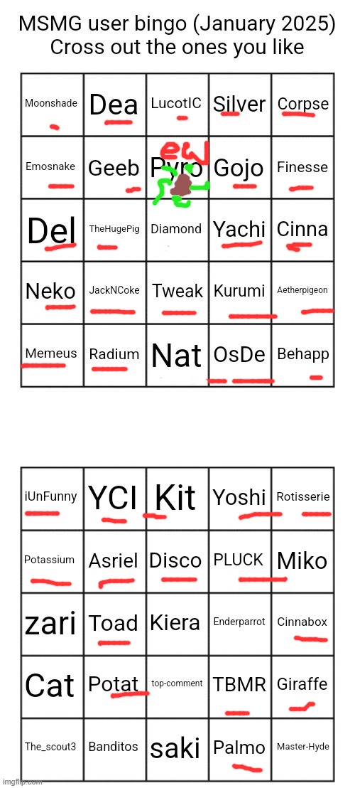 the bottom people i just dont know for second box | image tagged in msmg users january 2025 bingo | made w/ Imgflip meme maker