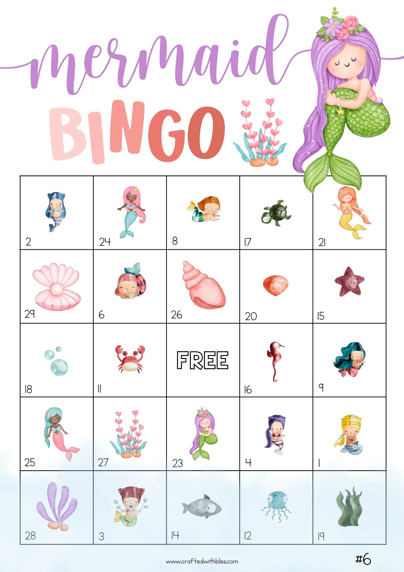 Mermaid bingo Blank Meme Template