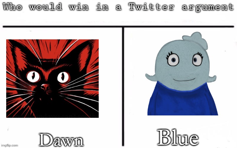 for this scenario, blue gets to use alts | Blue; Dawn | image tagged in pitting random mfs against each other,dawn,blue,imgflip,msmg,memes | made w/ Imgflip meme maker