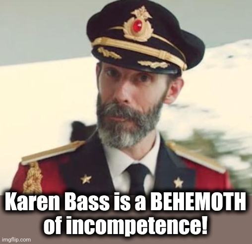 Captain Obvious | Karen Bass is a BEHEMOTH
of incompetence! | image tagged in captain obvious | made w/ Imgflip meme maker