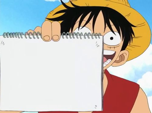 Luffy holds up Notepad Blank Meme Template