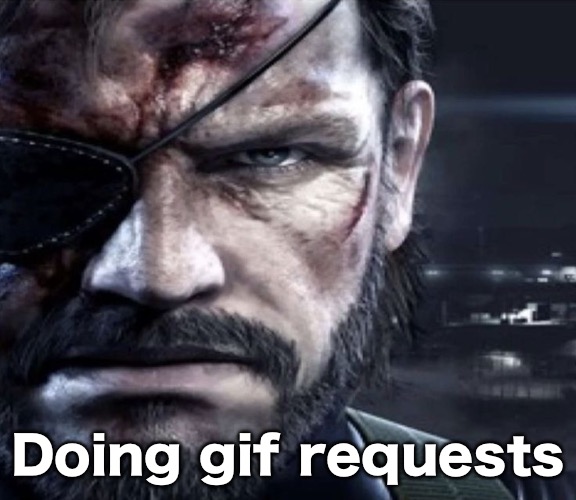 Solid Snake Staring | Doing gif requests | image tagged in solid snake staring | made w/ Imgflip meme maker