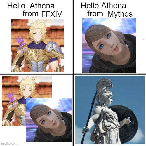 Hello Athena | Athena; Athena; Mythos; FFXIV | image tagged in hello person from | made w/ Imgflip meme maker