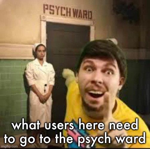 Mr. Beast Psych Ward | what users here need to go to the psych ward | image tagged in mr beast psych ward | made w/ Imgflip meme maker