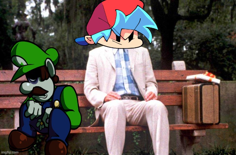 No Mama Chocolate Luigi? | image tagged in meme,forest gump,friday night funkin,luigi | made w/ Imgflip meme maker