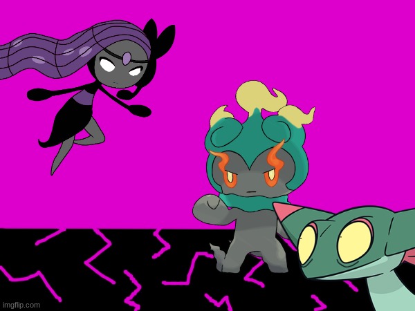 Marshadow Legends: Origins: Kage and Nagabiku VS Dakumerodi (AKA Dark/Corrupted Melody) in Convexity.mp3 | image tagged in marshadow legends,paleoverse,eoiverse | made w/ Imgflip meme maker