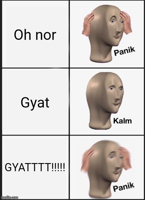 Panik Kalm Panik | Oh nor; Gyat; GYATTTT!!!!! | image tagged in memes,panik kalm panik | made w/ Imgflip meme maker