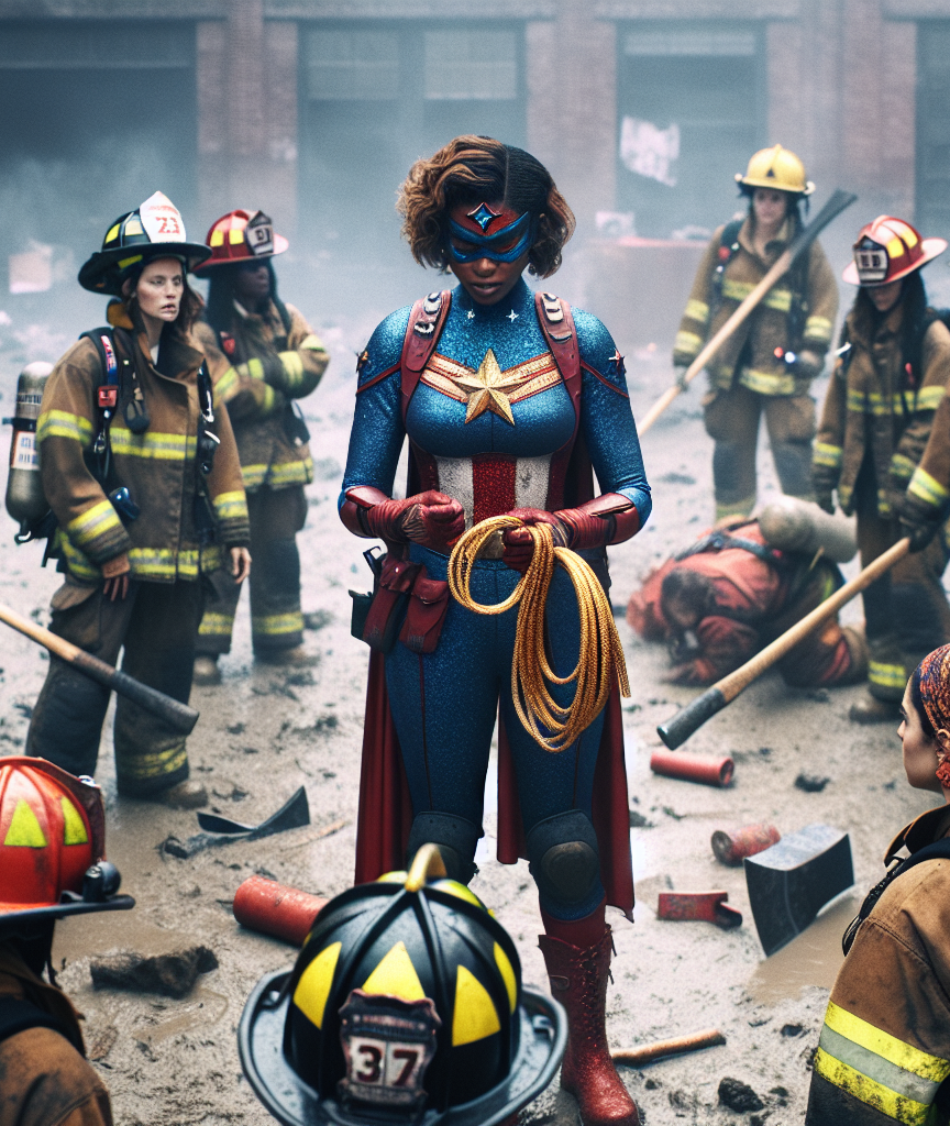 Black Wonder Woman Trains Female Firefighters Blank Meme Template