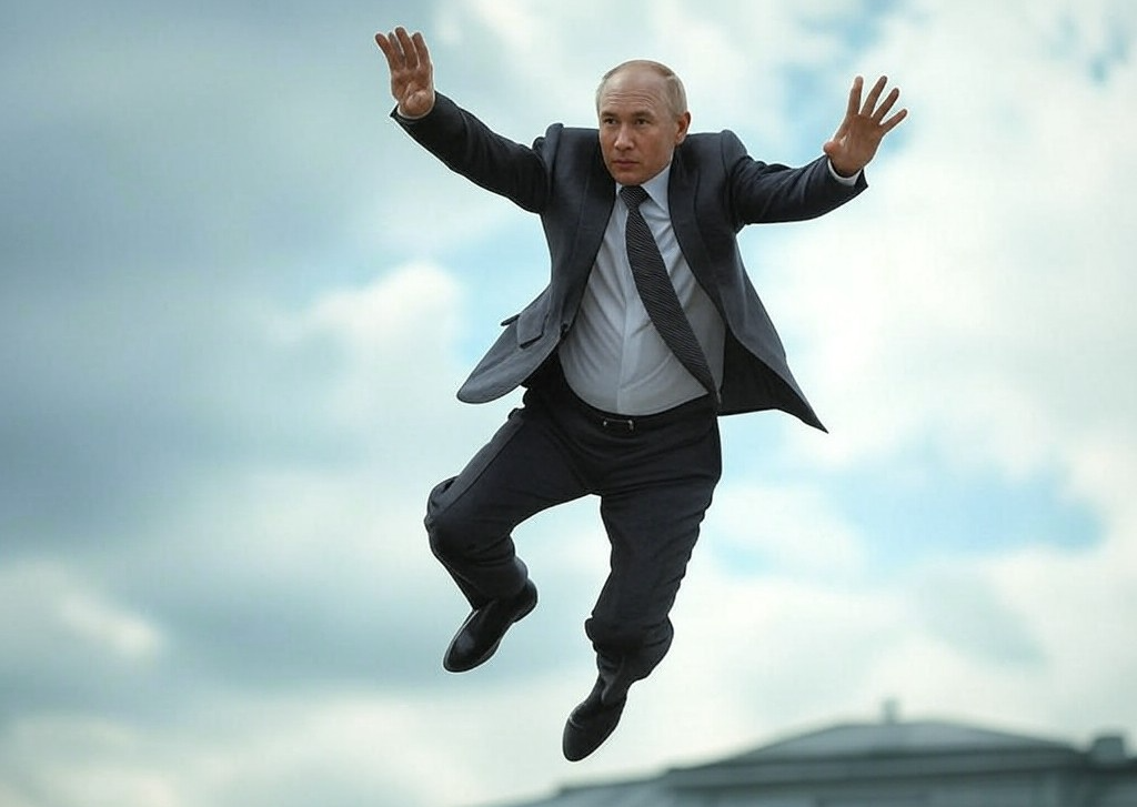 vladimir putin flying off a roof Ukraine war Blank Meme Template