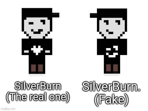 (This image was made by the real one.) | SilverBurn. (Fake); SilverBurn
(The real one) | made w/ Imgflip meme maker