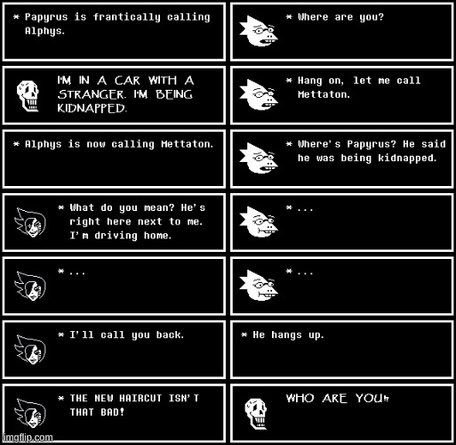 ?More kidnapping jokes? and finally I can use the Mettaton NEO sprites. | image tagged in undertale,haircut,kidnapping | made w/ Imgflip meme maker