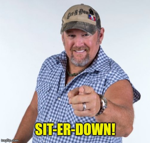 Larry the Cable Guy | SIT-ER-DOWN! | image tagged in larry the cable guy | made w/ Imgflip meme maker