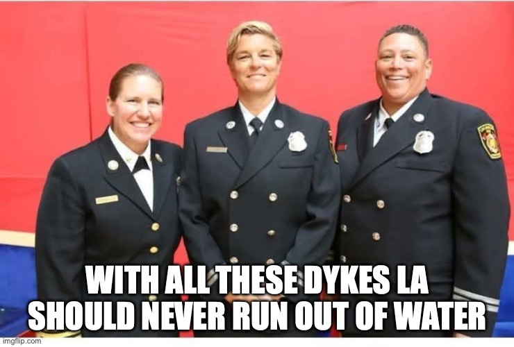 la's dyke system | WITH ALL THESE DYKES LA SHOULD NEVER RUN OUT OF WATER | image tagged in la dykes,memes,funny,gifs | made w/ Imgflip meme maker