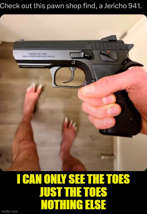 I CAN ONLY SEE THE TOES
JUST THE TOES
NOTHING ELSE | image tagged in toes,gjn,weird,wtf | made w/ Imgflip meme maker