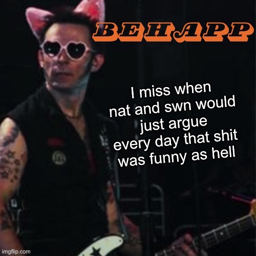 Behapp | I miss when nat and swn would just argue every day that shit was funny as hell | image tagged in behapp | made w/ Imgflip meme maker