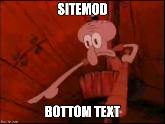 Squidward pointing | SITEMOD; BOTTOM TEXT | image tagged in squidward pointing | made w/ Imgflip meme maker