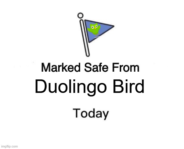 Marked Safe From | Duolingo Bird | image tagged in memes,marked safe from | made w/ Imgflip meme maker