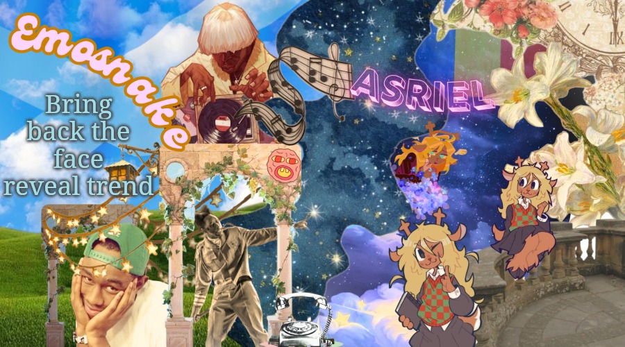 emosnake and asriel template (by asriel) | Bring back the face reveal trend | image tagged in emosnake and asriel template by asriel | made w/ Imgflip meme maker