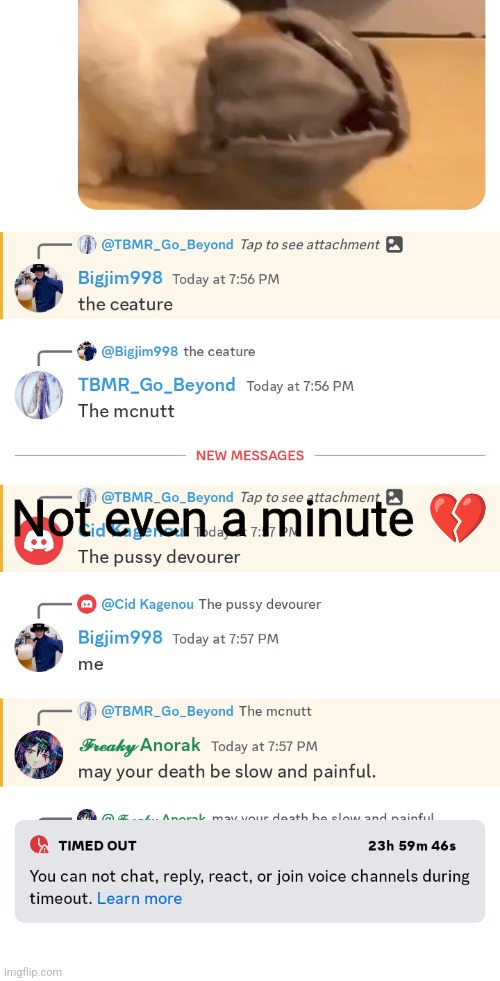 Not even a minute 💔 | made w/ Imgflip meme maker