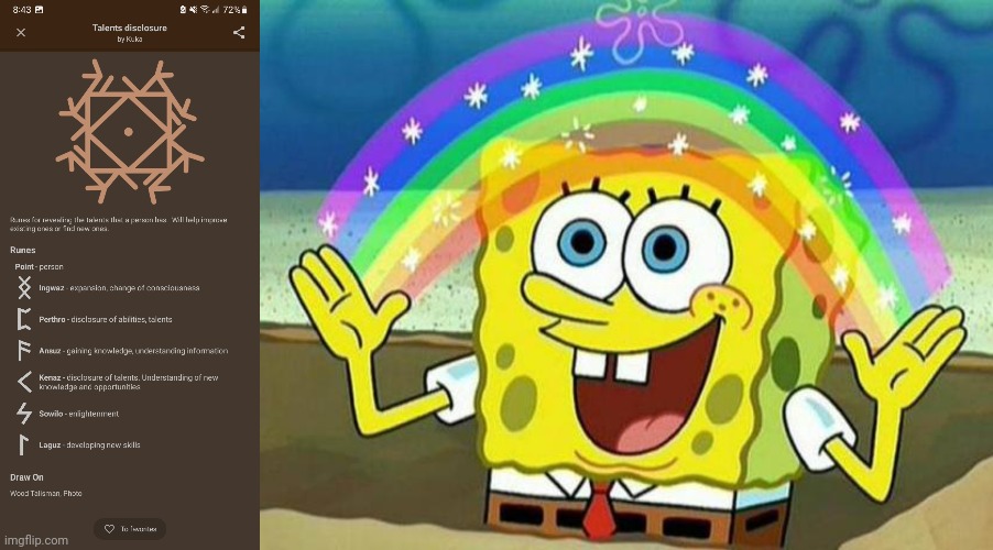 image tagged in rune talent disclosure,spongebob rainbow | made w/ Imgflip meme maker