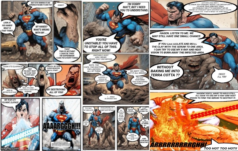 Superman vs Clay face | image tagged in superman,clayface,ai art | made w/ Imgflip meme maker